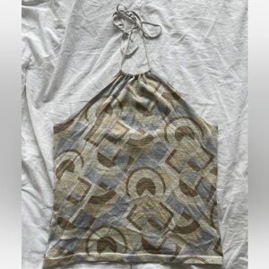 Vintage Y2K Banana Republic Silk Geometric Halter Top